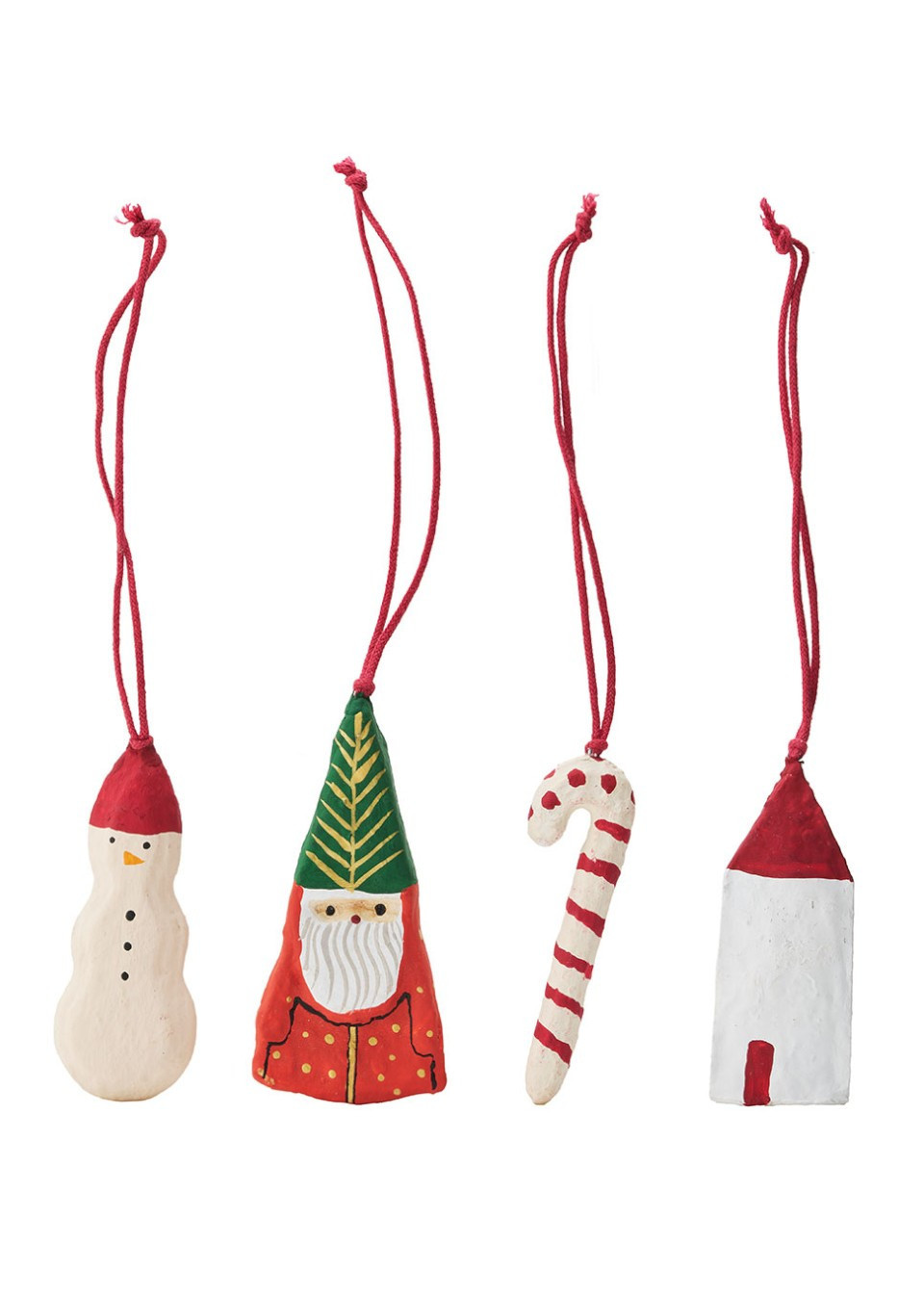 Set of 4 Papier-mâché Ornaments- FOG LINEN WORK