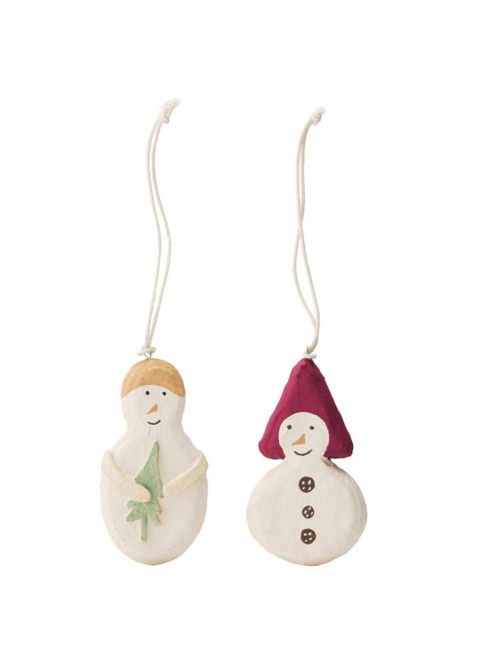 Set of 2 Papier-mâché Ornaments- FOG LINEN WORK