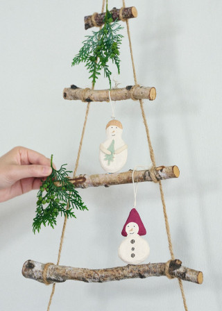 Set of 2 Papier-mâché Ornaments- FOG LINEN WORK