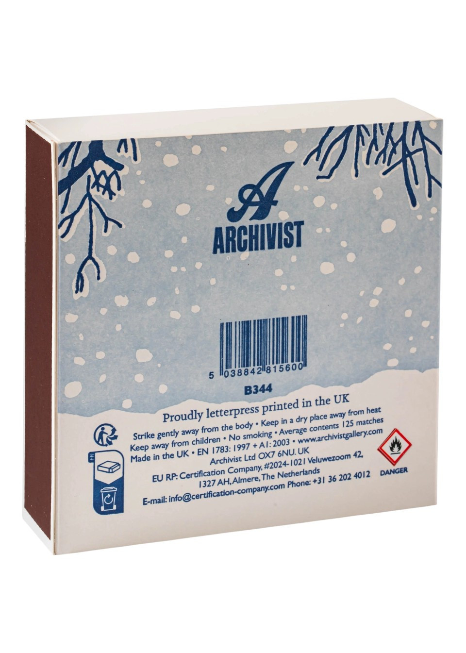 Square matchbox "Winter bird" - ARCHIVIST GALLERY