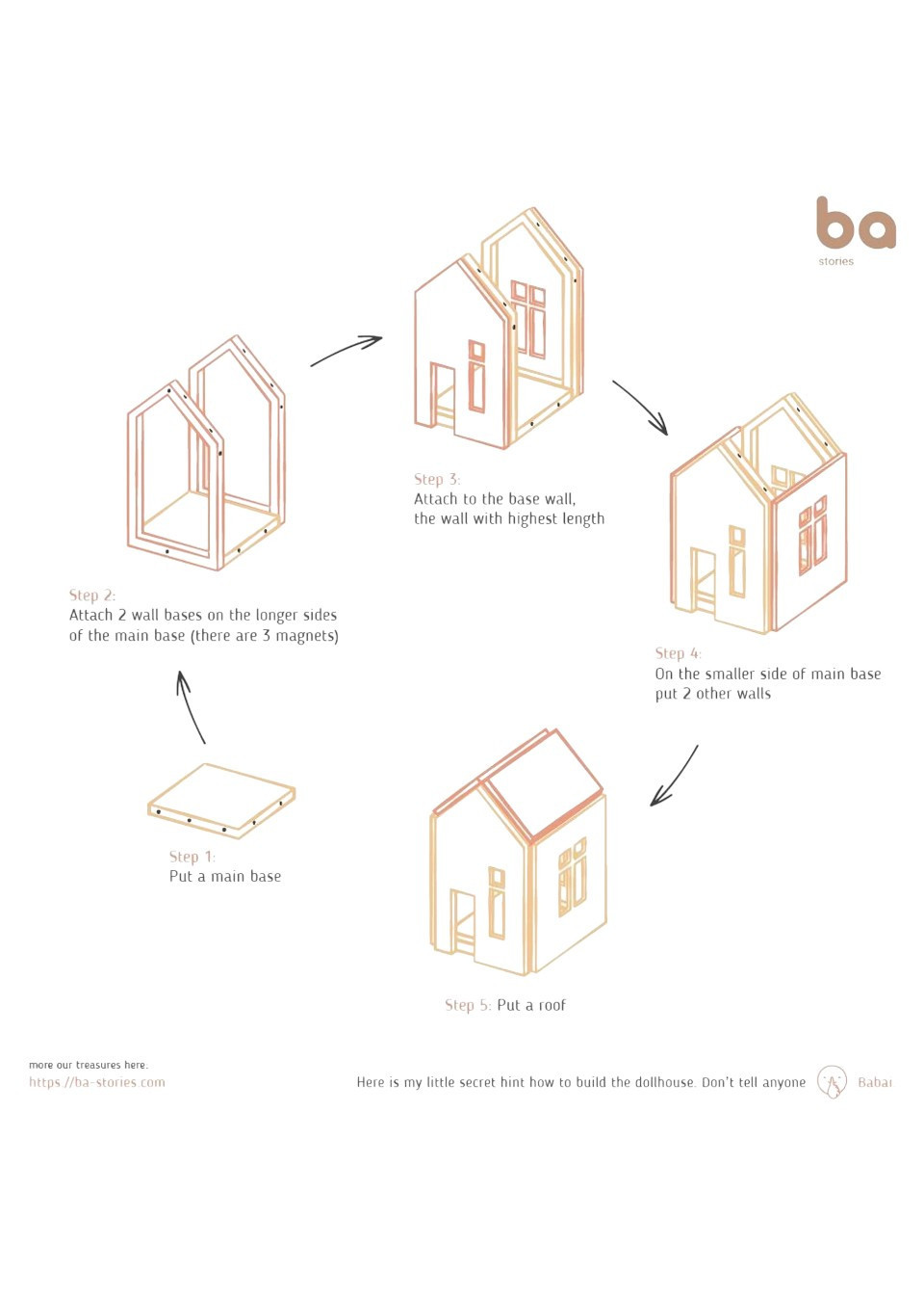 Natural wooden dollhouse - BABAÏ