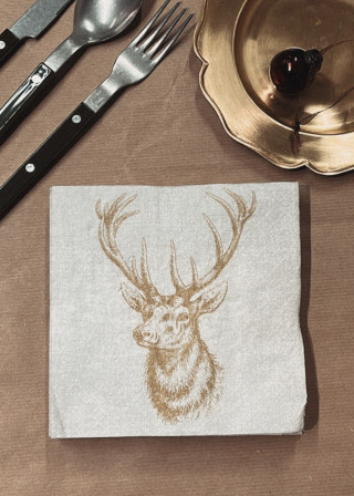 Paper napkins - Beige Reindeer
