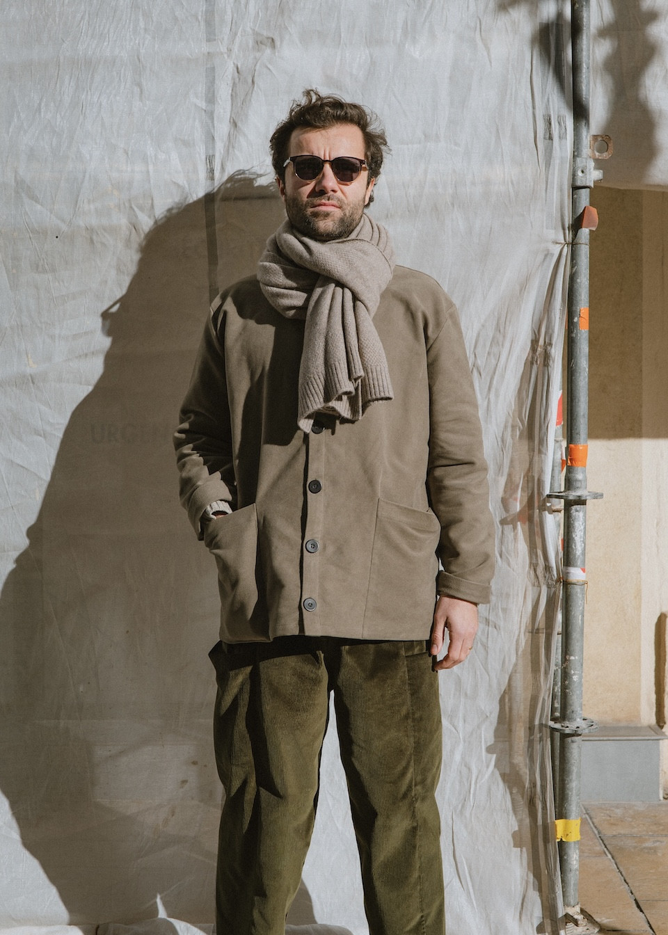 Man jacket in taupe moleskin - LE VESTIAIRE DE JEANNE