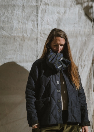 Man jacket in navy blue quilted wool - LE VESTIAIRE DE JEANNE