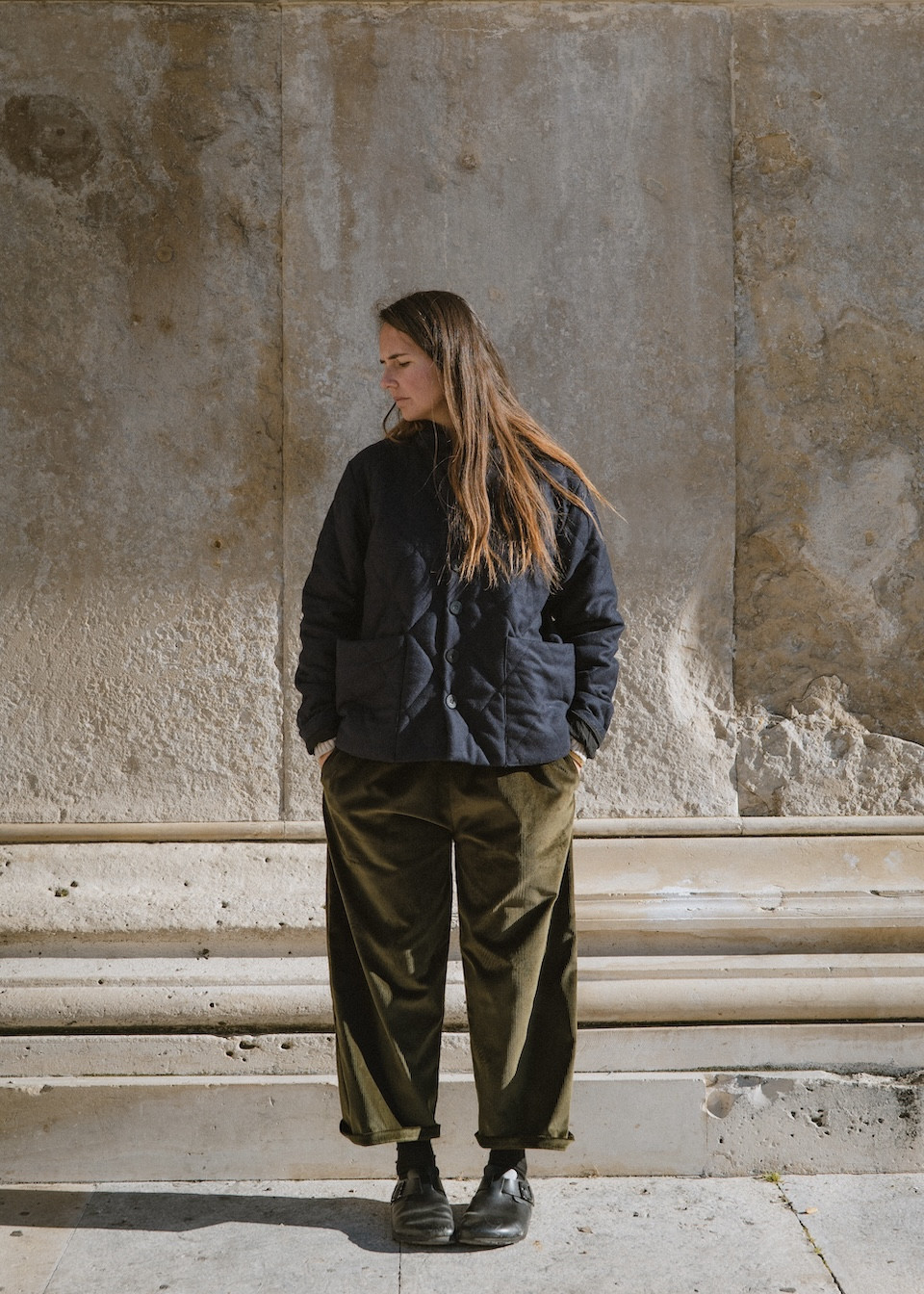 Man jacket in navy blue quilted wool - LE VESTIAIRE DE JEANNE