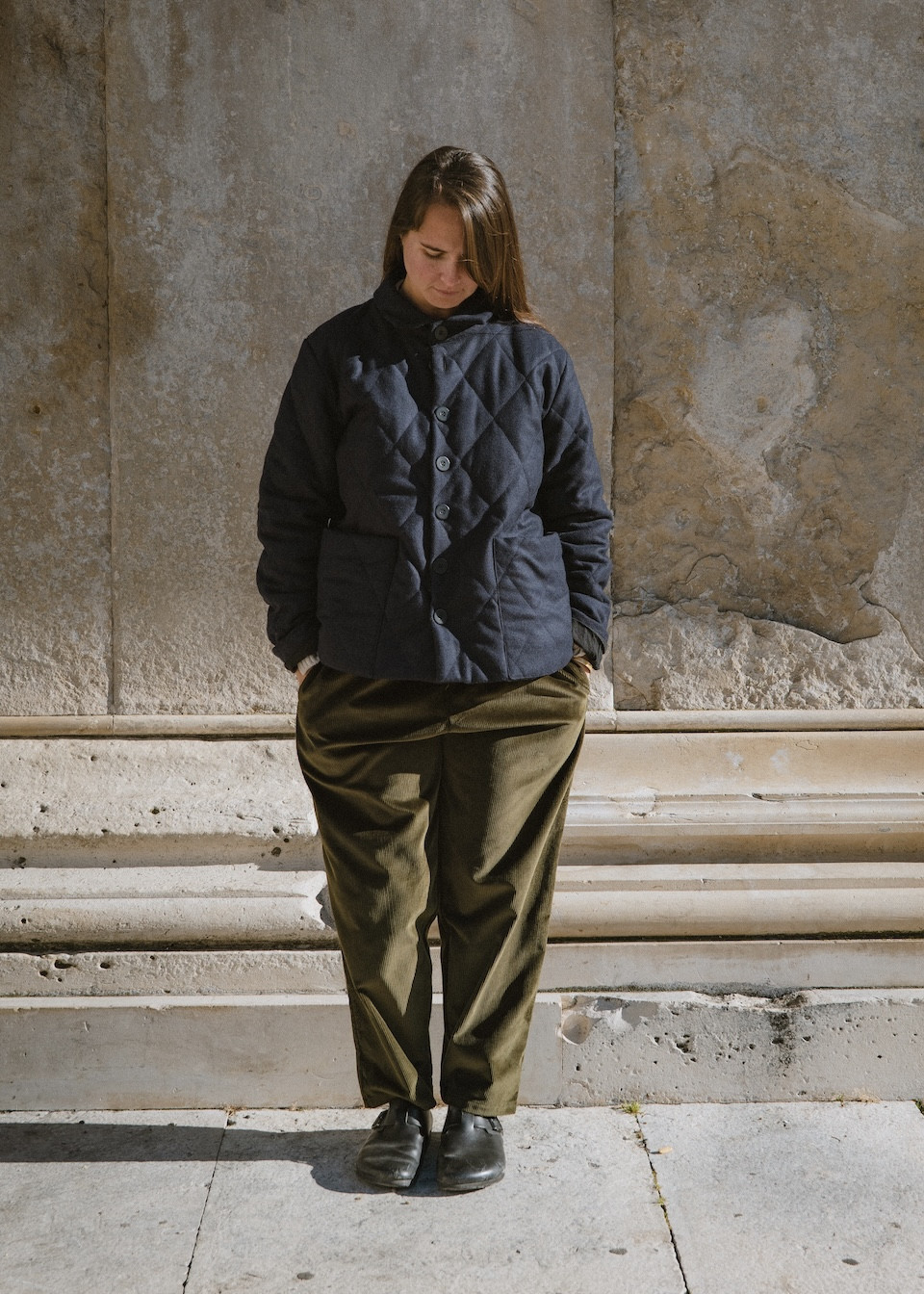 Classic trousers in bottle green corduroy - LE VESTIAIRE DE JEANNE