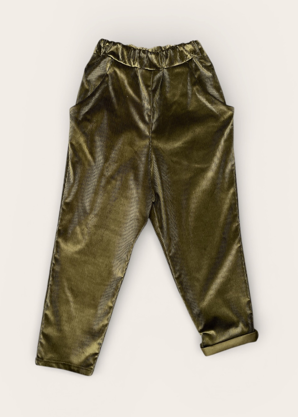 Pockets trousers in bottke green corduroy - LE VESTIAIRE DE JEANNE