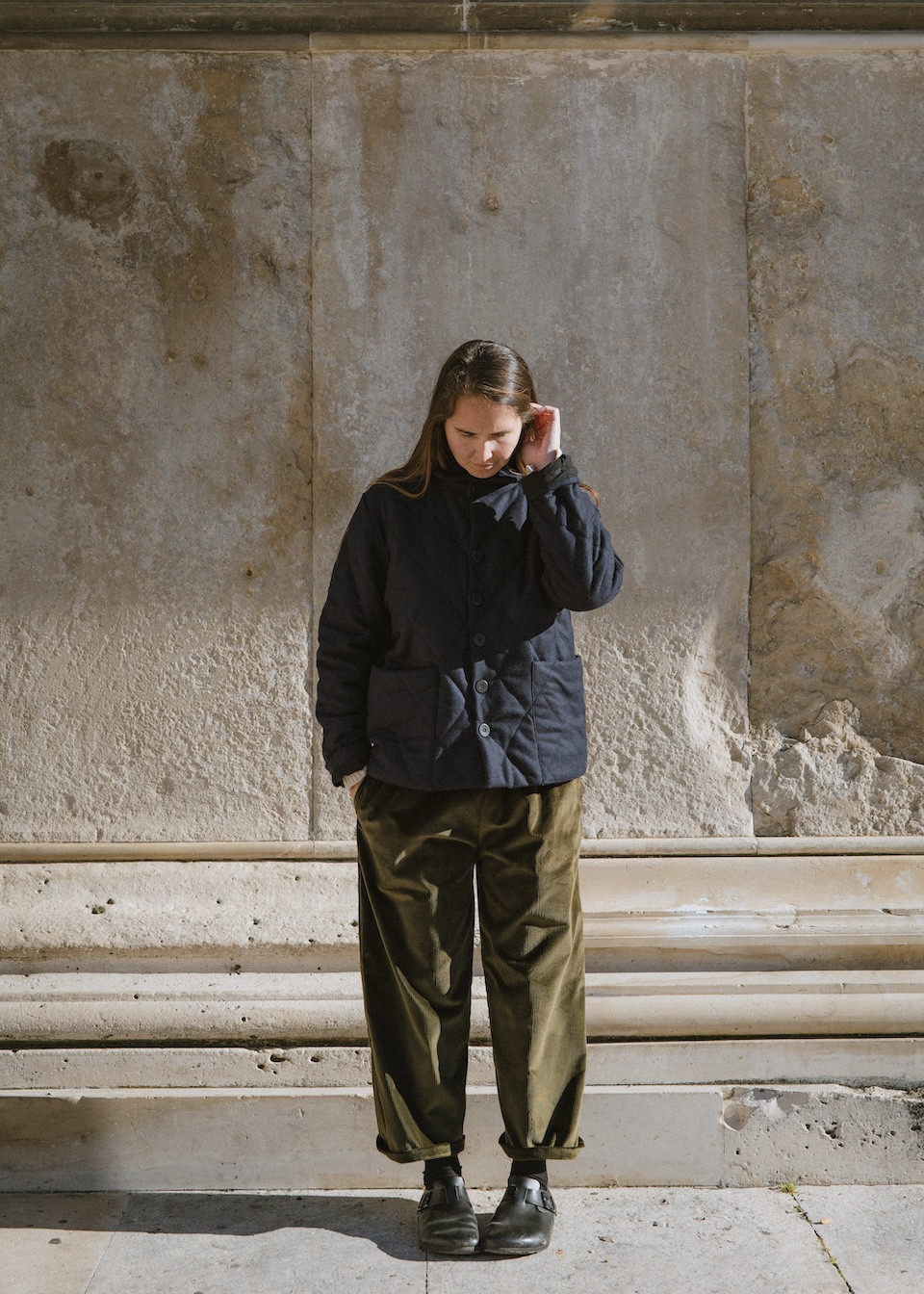 Wide trousers in bottle green corduroy - LE VESTIAIRE DE JEANNE
