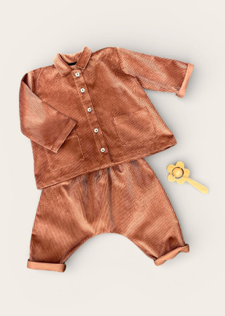 Veste bébé en velours vieux rose - LE VESTIAIRE DE JEANNE