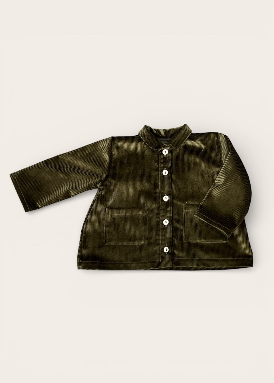 Baby jacket in bottle green corduroy - LE VESTIAIRE DE JEANNE