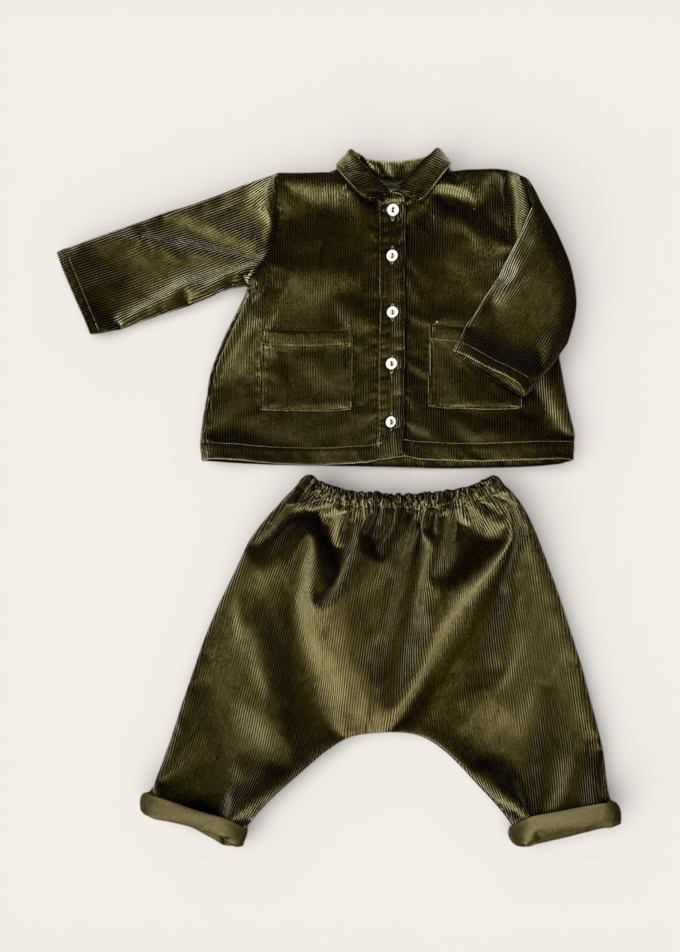 Veste bébé en velours vert bouteille - LE VESTIAIRE DE JEANNE