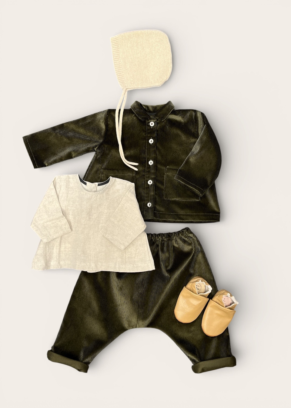 Veste bébé en velours vert bouteille - LE VESTIAIRE DE JEANNE