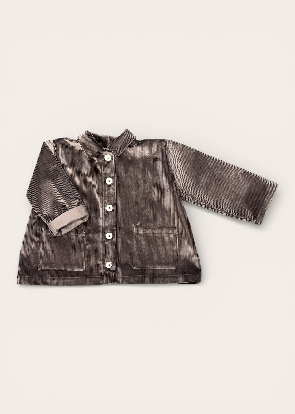 Veste bébé en velours gris souris - LE VESTIAIRE DE JEANNE