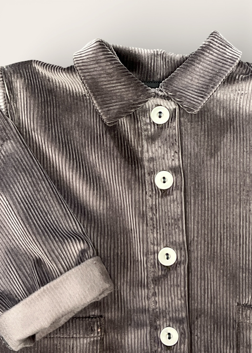 Veste bébé en velours gris souris - LE VESTIAIRE DE JEANNE