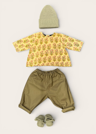 Baby blouse in block print cotton - LE VESTIAIRE DE JEANNE