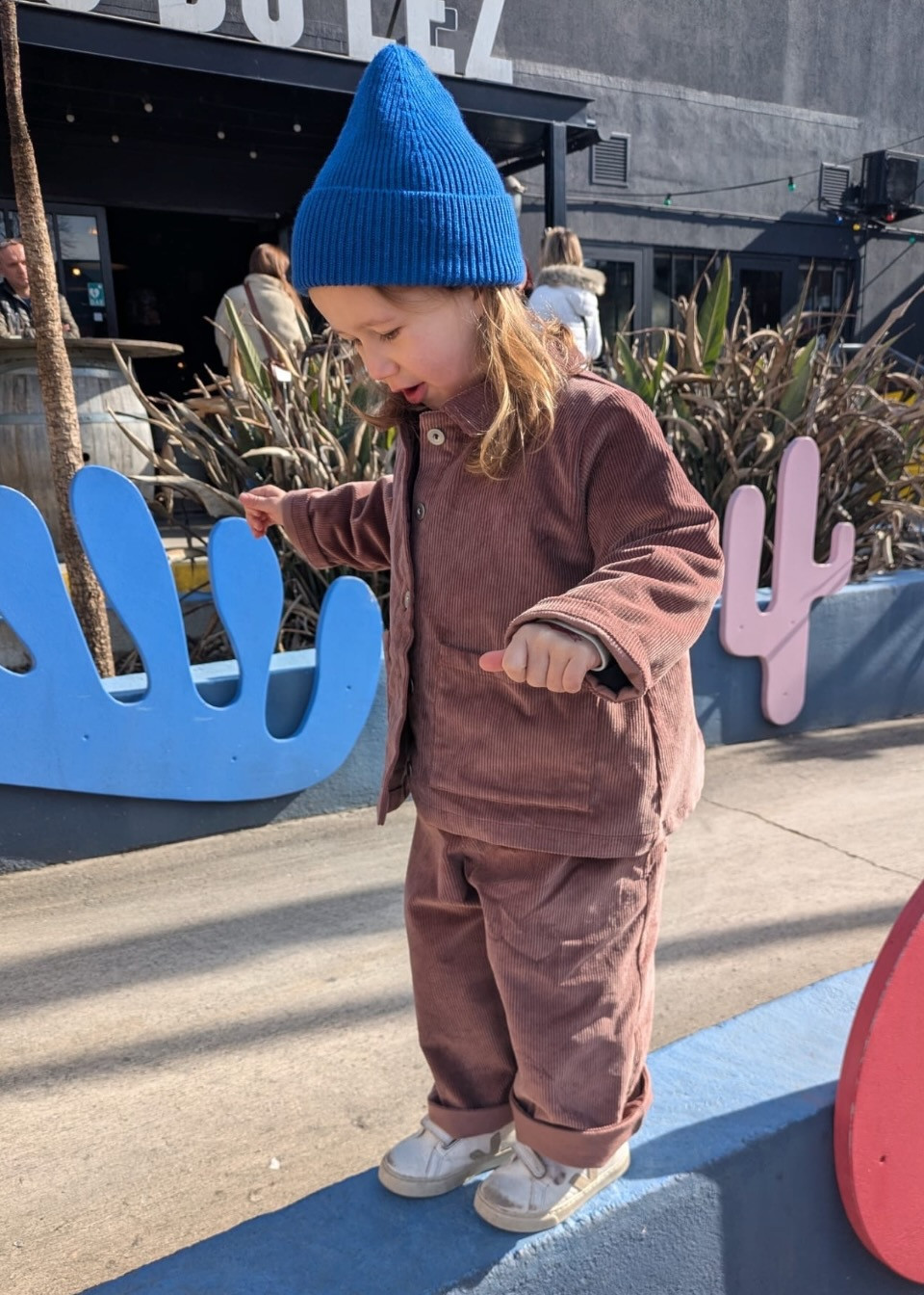 Veste enfant, velours vieux rose