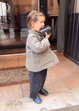 Veste enfant en moleskine taupe - LE VESTIAIRE DE JEANNE