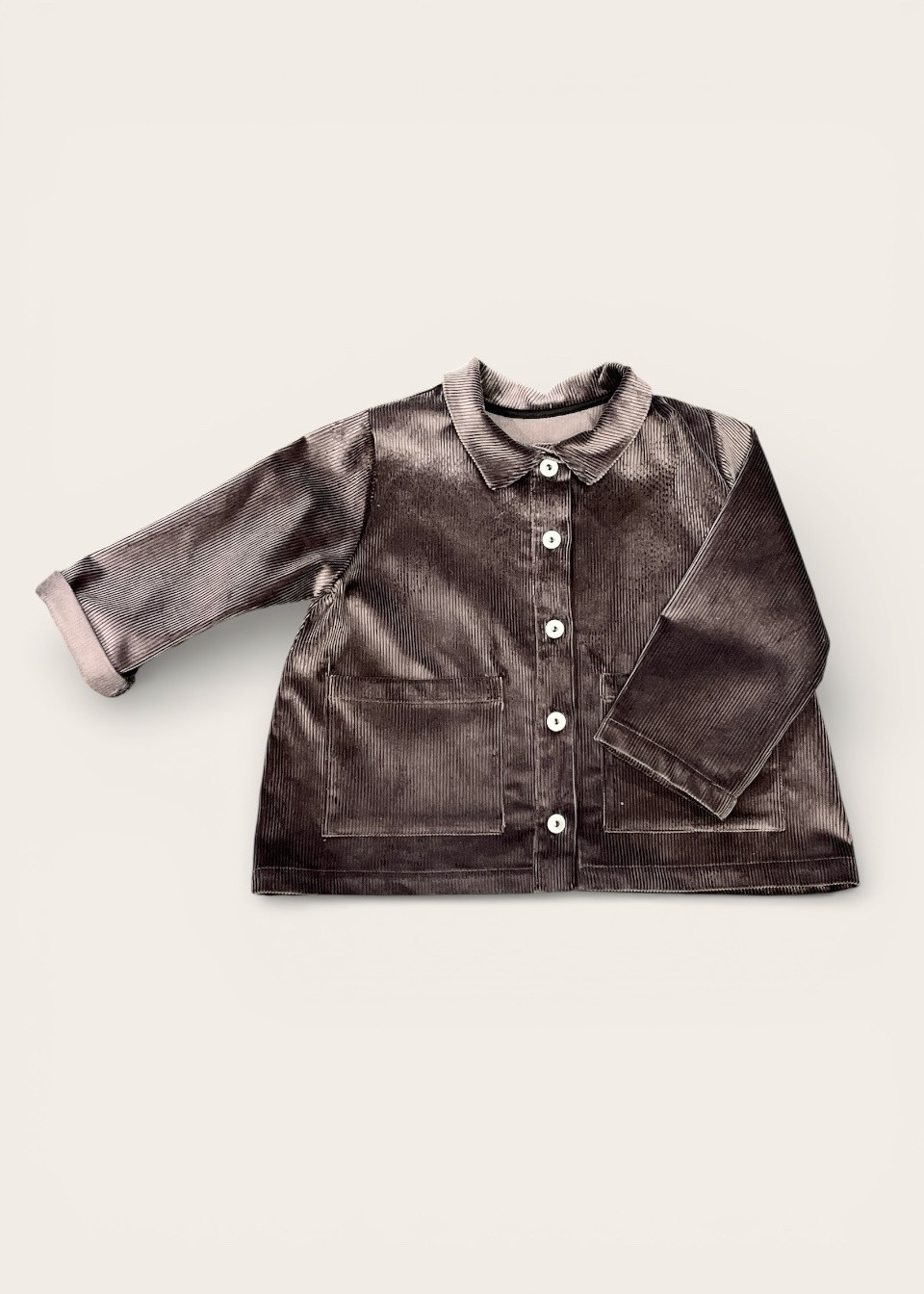 Veste enfant en velours gris souris - LE VESTIAIRE DE JEANNE