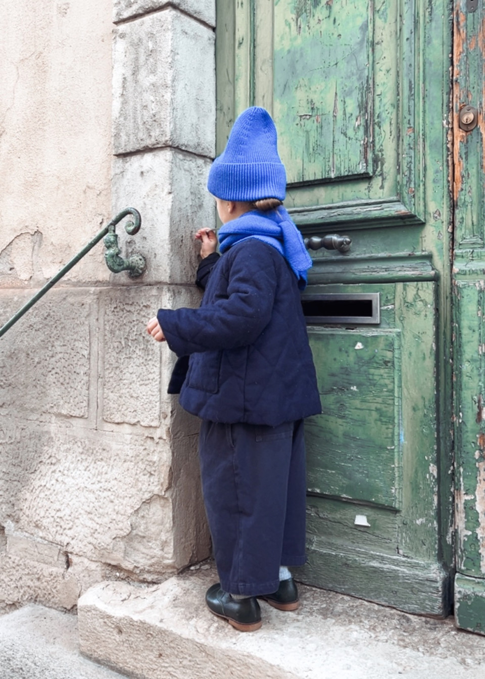 Kid jacket in navy blue quilted wool - LE VESTIAIRE DE JEANNE