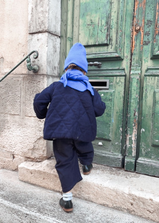Kid jacket in navy blue quilted wool - LE VESTIAIRE DE JEANNE