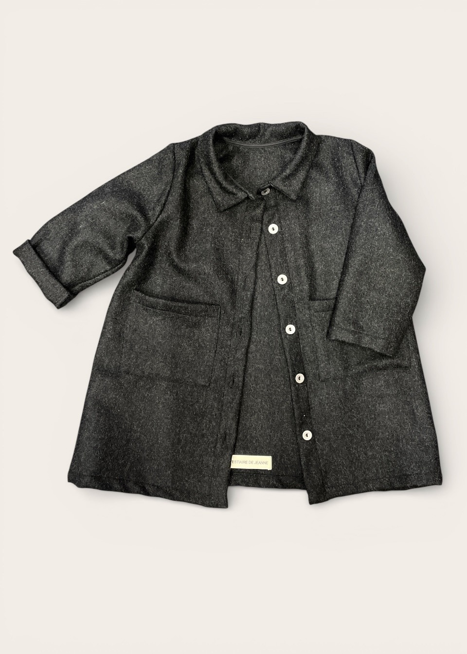 Manteau enfant en lainage gris - LE VESTIAIRE DE JEANNE