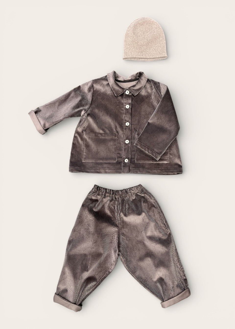 Kid trousers in grey corduroy - LE VESTIAIRE DE JEANNE