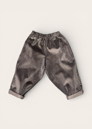 Pantalon enfant en velours gris souris - LE VESTIAIRE DE JEANNE