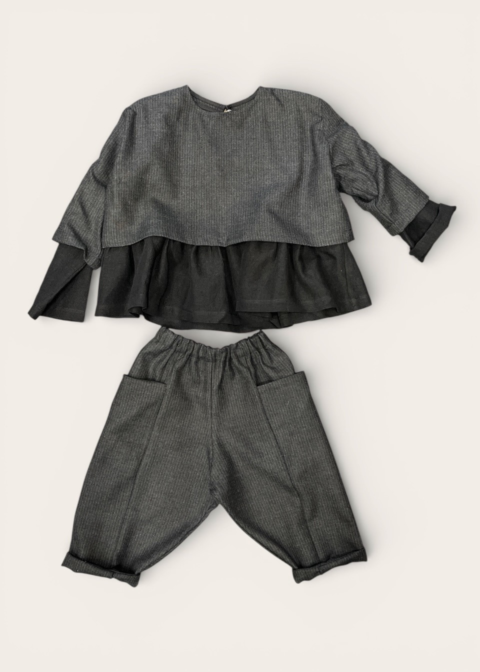 Pantalon 09 enfant en lainage rayé - LE VESTIAIRE DE JEANNE