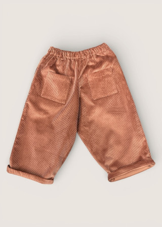 Pantalon large pour enfant, velours rose - LE VESTIAIRE DE JEANNE