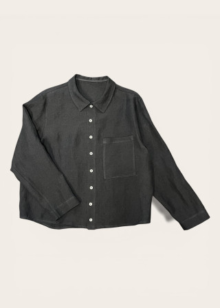 Chemise 09 en lin noir - LE VESTIAIRE DE JEANNE