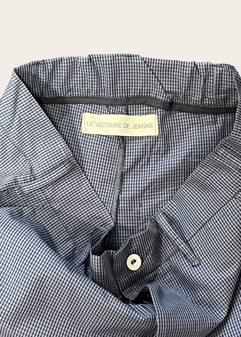 Pantalon 01 en vichy bleu - LE VESTIAIRE DE JEANNE