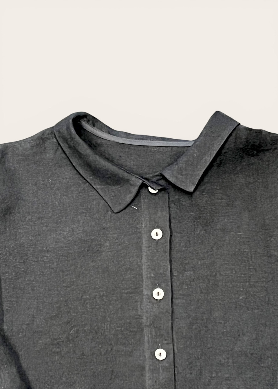 Shirt 05, black linen - LE VESTIAIRE DE JEANNE