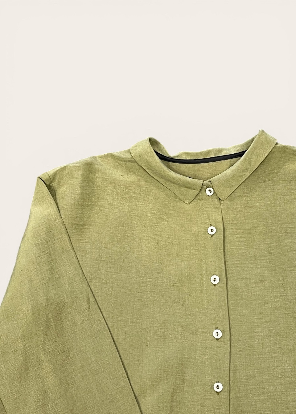 Shirt 05 in Lichen linen and silk - LE VESTIAIRE DE JEANNE