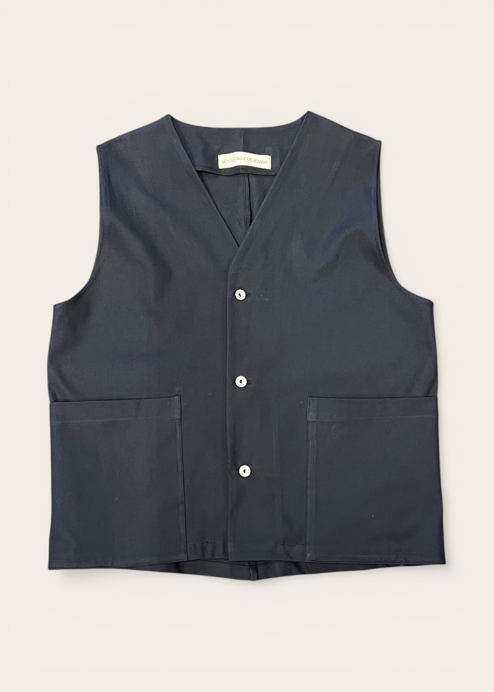 Gilet 01 en toile bleu nuit - LE VESTIAIRE DE JEANNE