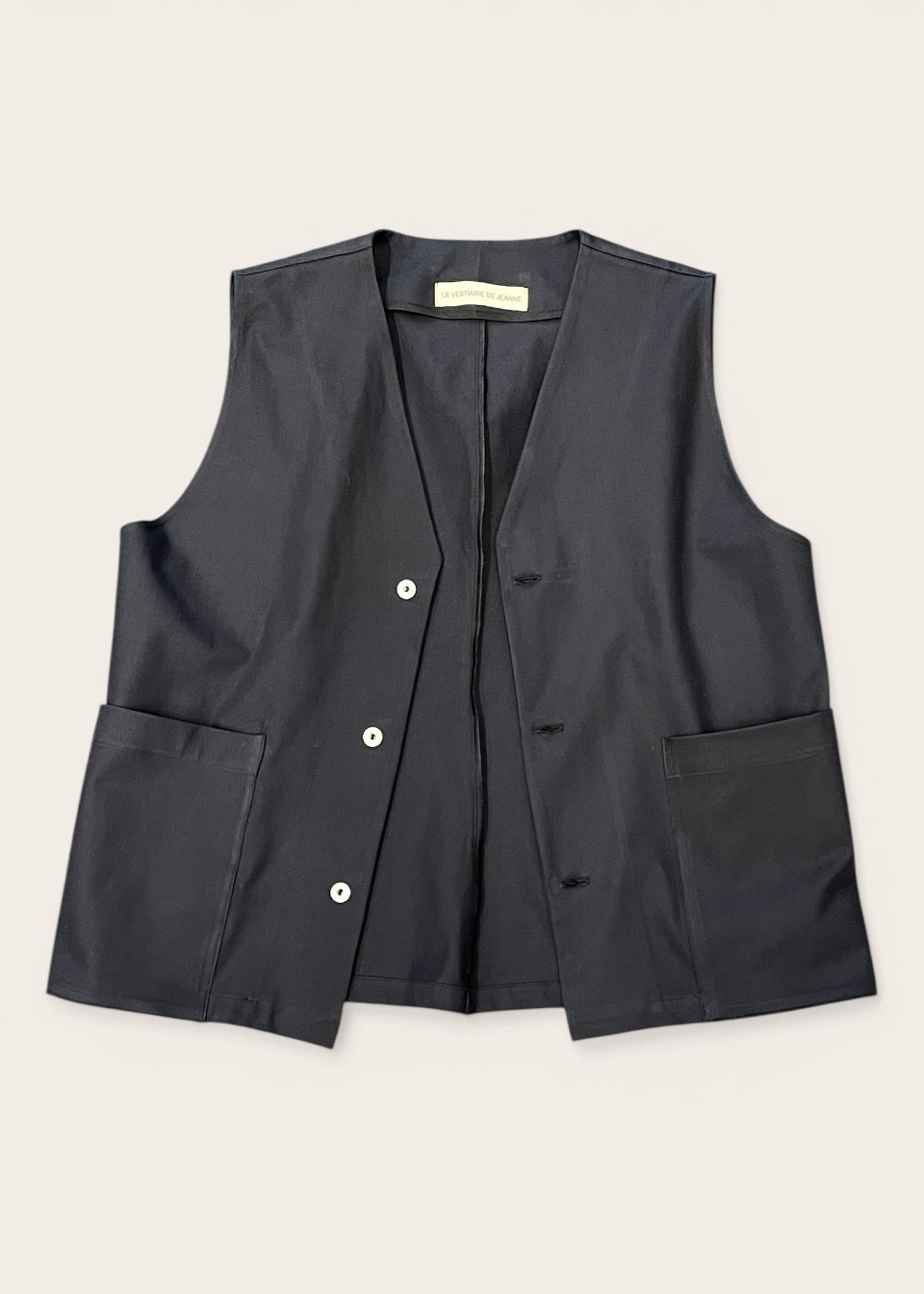 Gilet 01 en toile bleu nuit - LE VESTIAIRE DE JEANNE