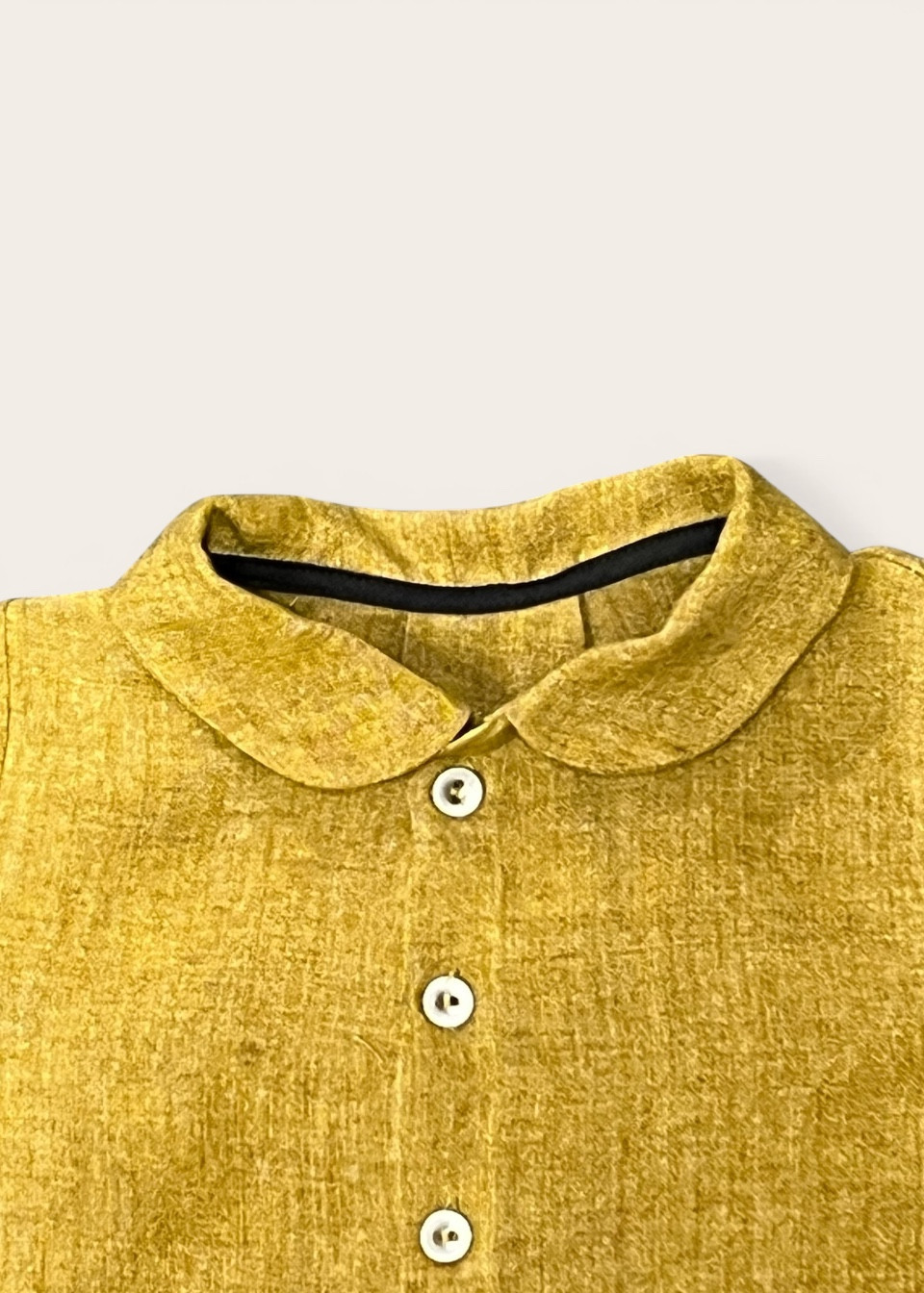 Chemise col claudine, lin moutarde