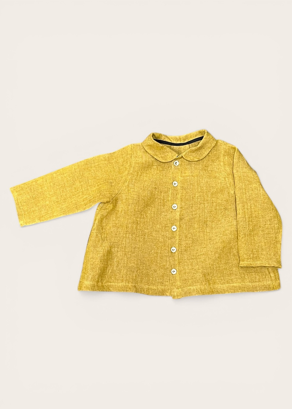 Peter pan shirt, mustard linen