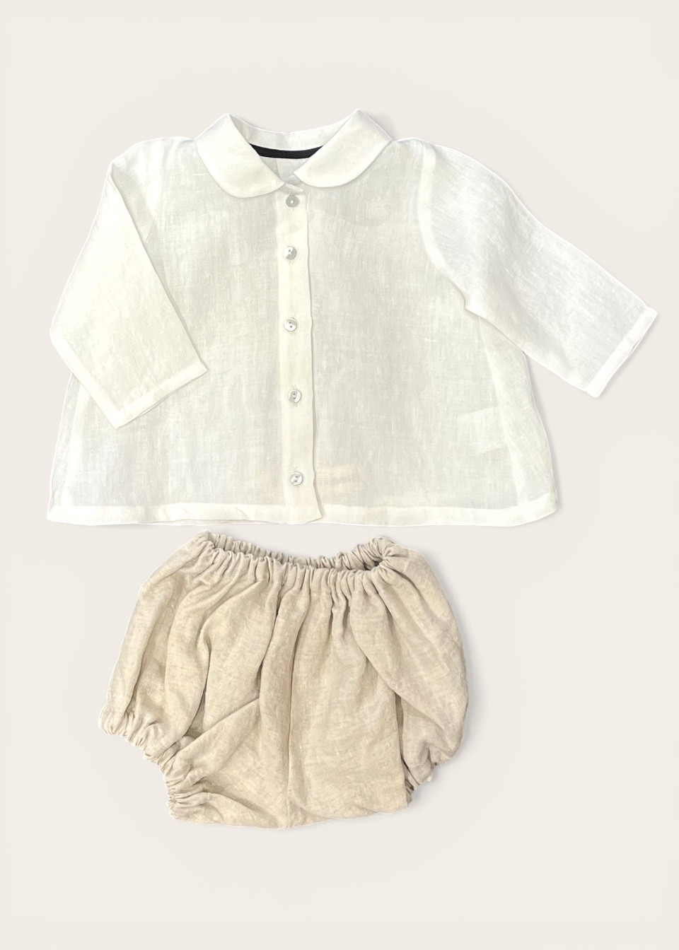 Chemise col Claudine, lin blanc