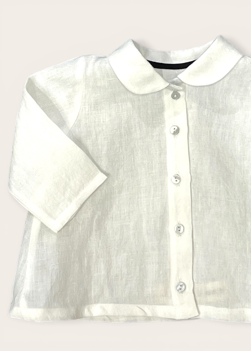 Chemise col Claudine, lin blanc