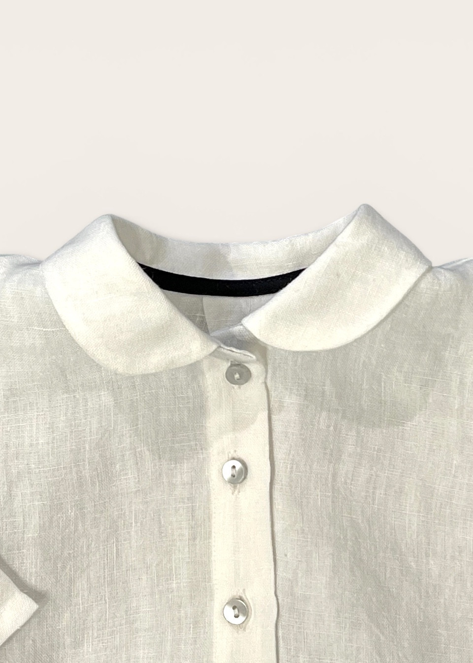 Chemise col Claudine, lin blanc