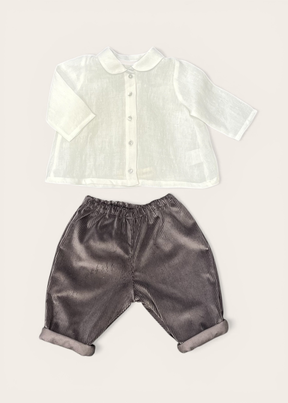 Peter pan shirt, white linen