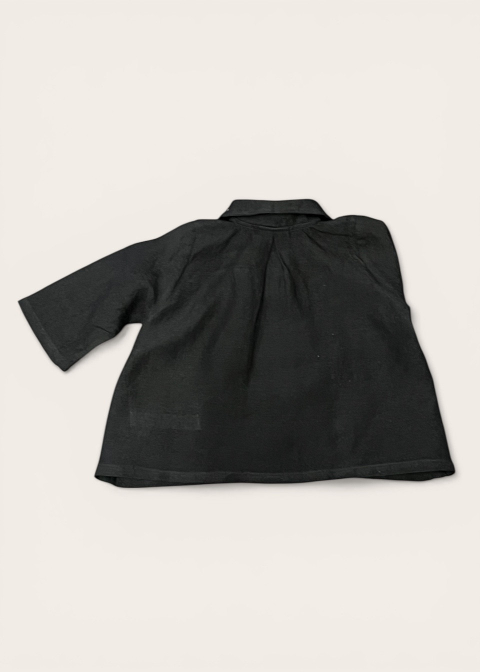 Chemise à plis manches longues Uniforme, lin noir