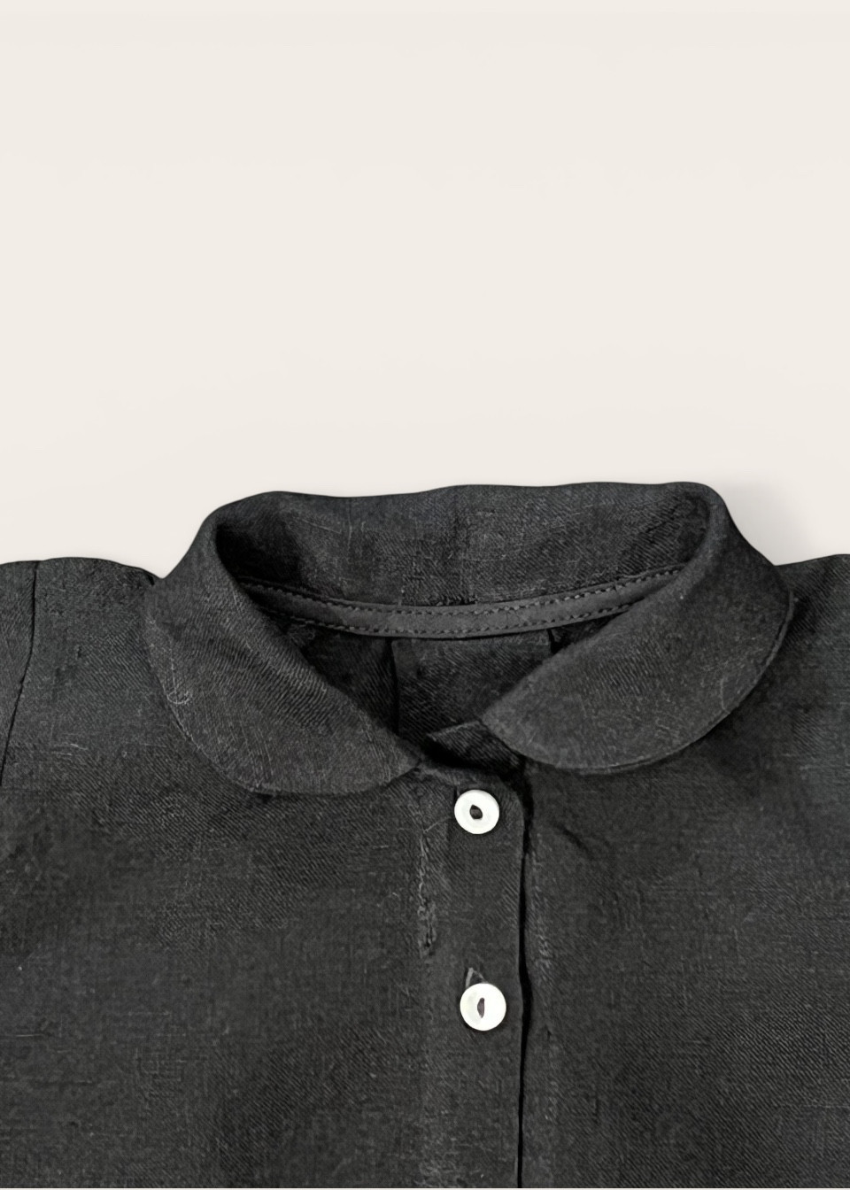 Chemise à plis manches longues Uniforme, lin noir