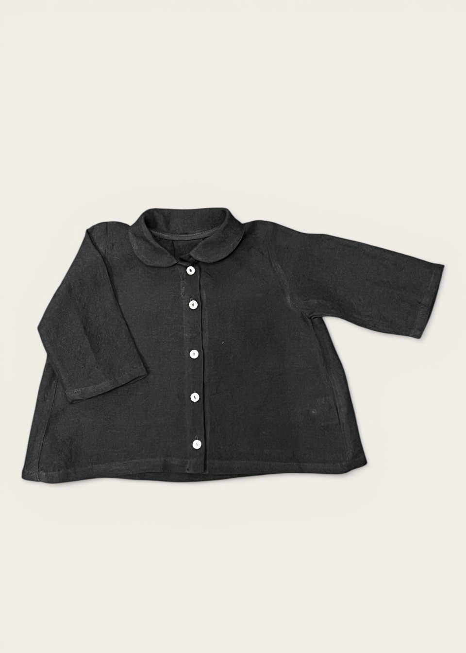 Peter pan shirt, black linen