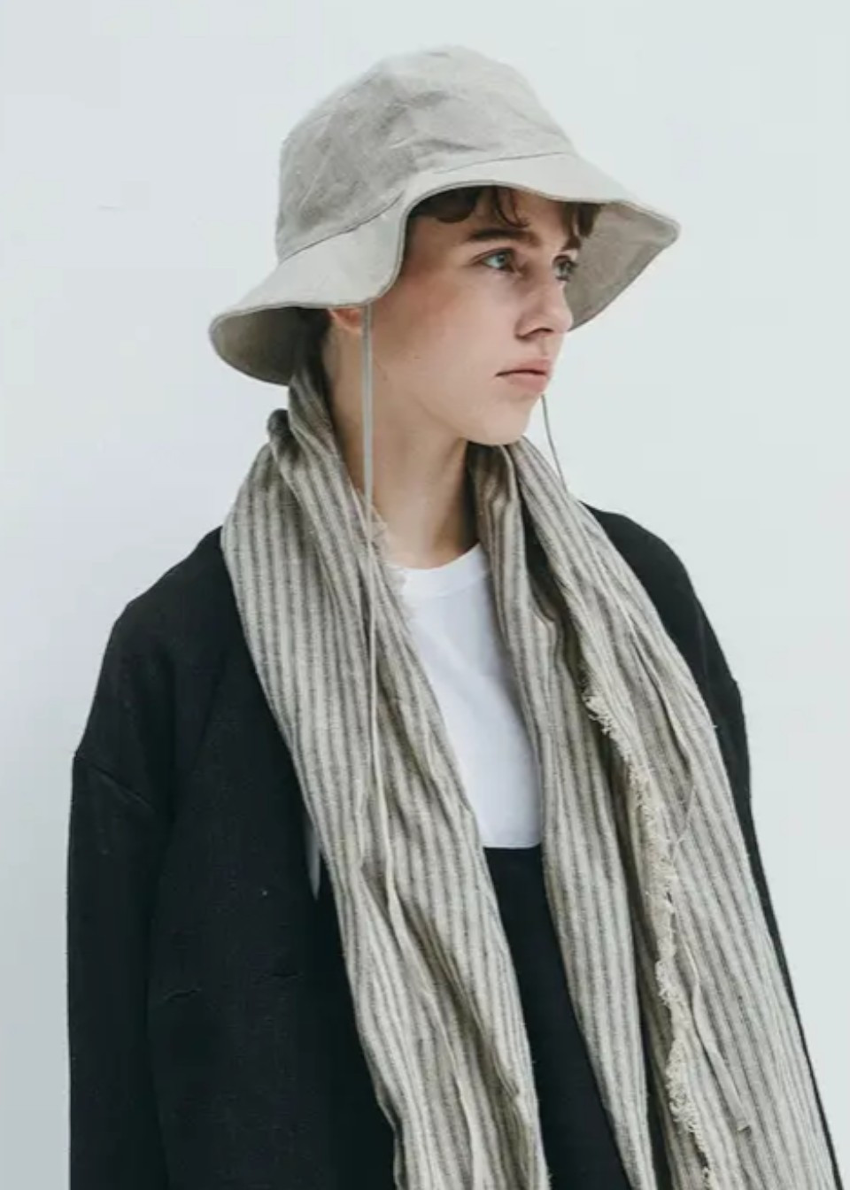 STRIPED LINEN SCARF - FOG LINEN WORK