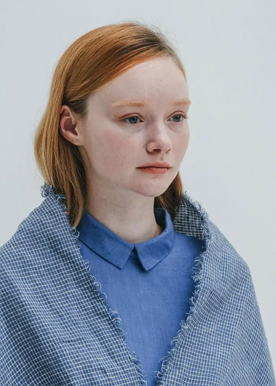 CHECKED LINEN SCARF - FOG LINEN WORK