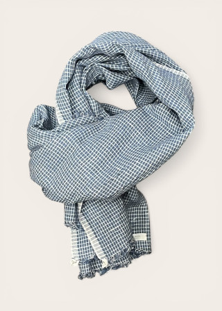 CHECKED LINEN SCARF - FOG LINEN WORK