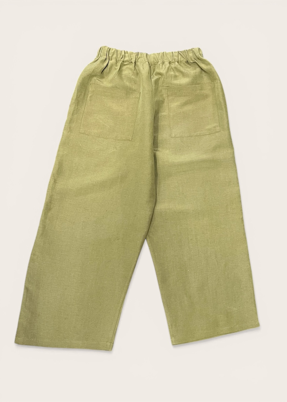 Pantalon large en lin et soie lichen - LE VESTIAIRE DE JEANNE