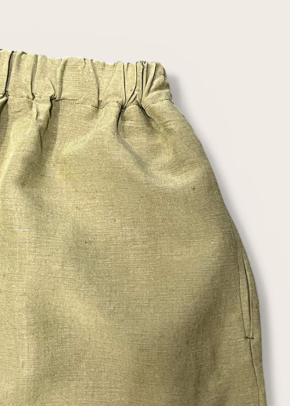 Pantalon large en lin et soie lichen - LE VESTIAIRE DE JEANNE