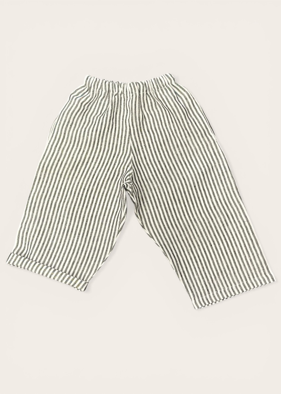 Wide trousers kids, light stripes linen - LE VESTIAIRE DE JEANNE